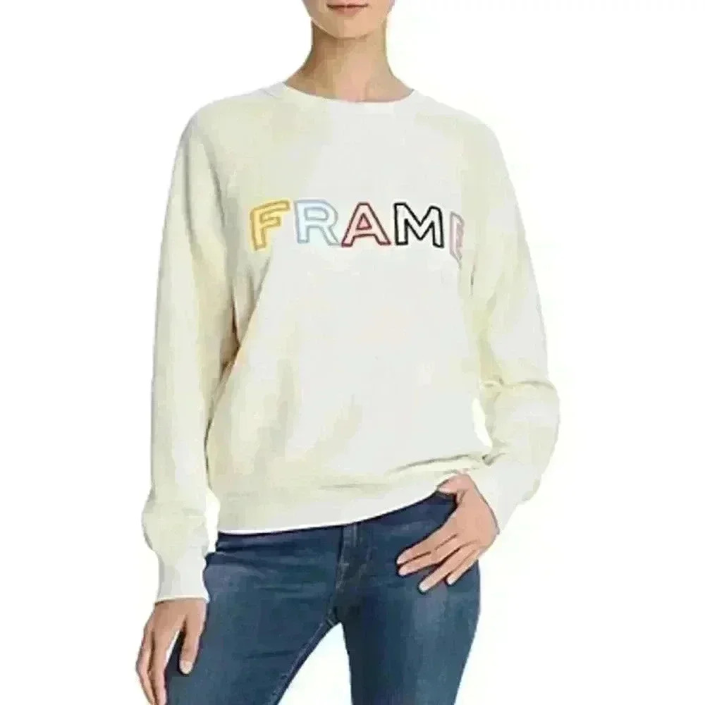 FRAME Embroidered Logo Raglan Pullover Sweatshirt - Picture 7 of 16